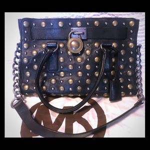 MICHAEL KORS HAMILTON Black Studded Handbag